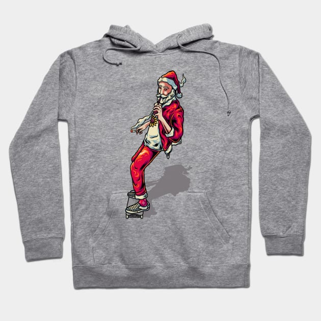 Christmas Skateboarding Santa Hoodie by SybaDesign